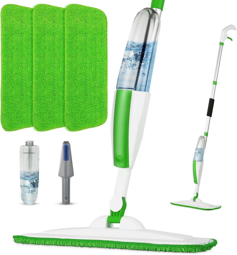 Panda Grip Mops for Floor Cleaning Wet Spray Mop with 14 oz Refillable Bottle and 3 Washable Microfiber Pads Home or Commercial Use Dry Wet Flat Mop for Hardwood Laminate Wood Ceramic - Image 1